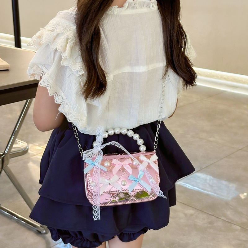Longo Grace arco bolso de hombro de niñas cambio bolso de mochila de moda bolso infantil nuevo bolso de perlas de niñas