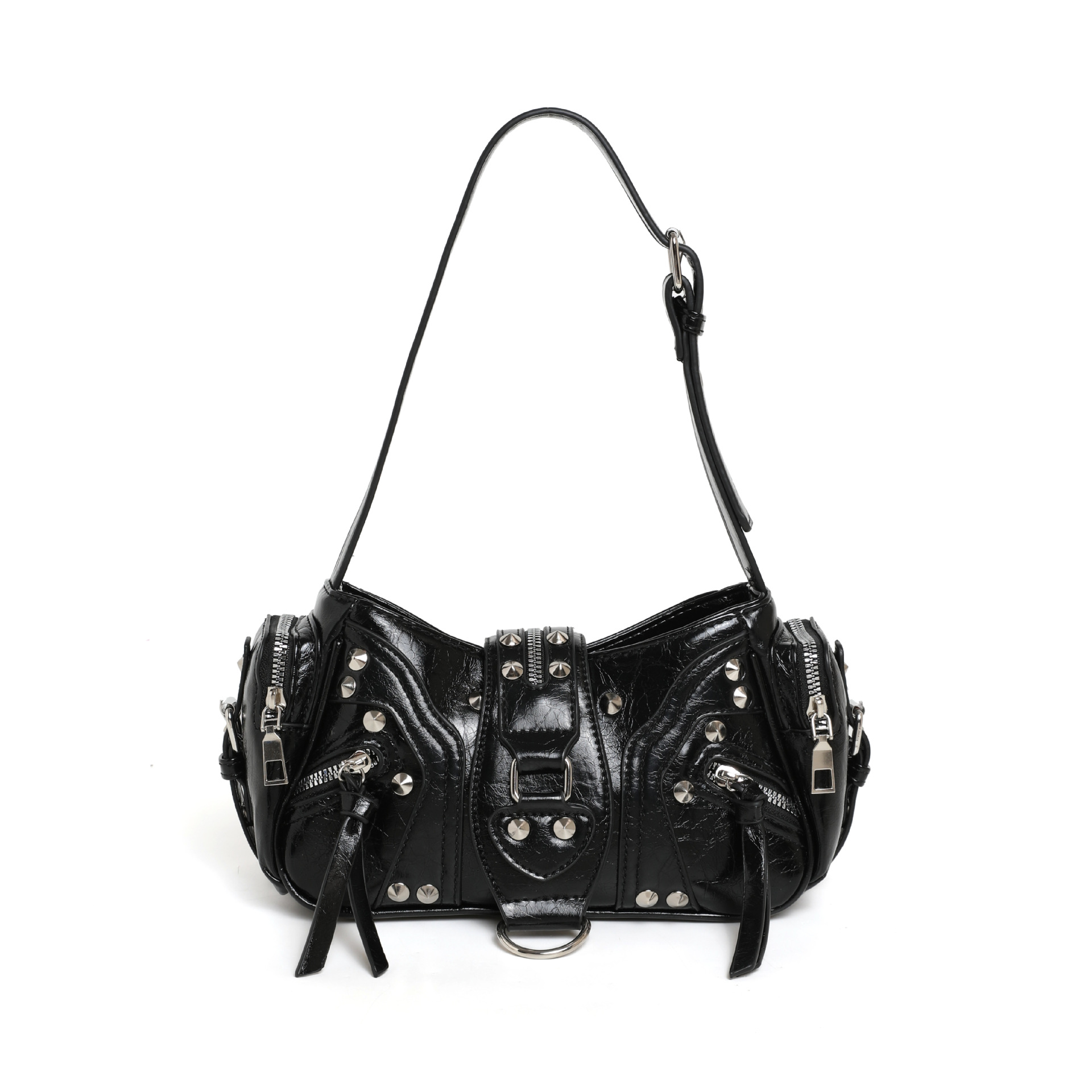 Nicho de diseño de chicas calientes retro Y2K cera de aceite de cuero hombro mochila de locomotiva brazalete de invierno nueva bolsa de hombro de mujer