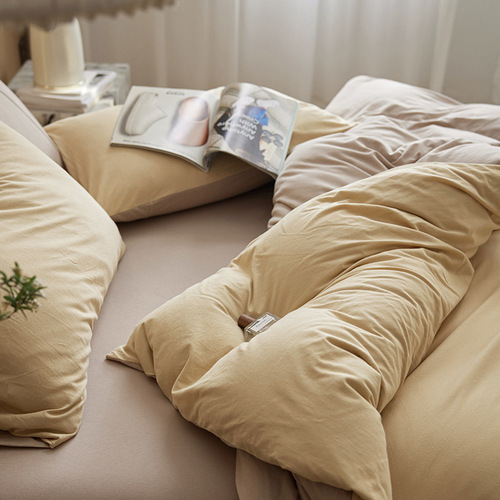 A-class baby-level knitting cotton four-piece set, bare sleep pure cotton Tuscany cotton 100% all-cotton duvet cover, bed sheet, bed skirt bedding
