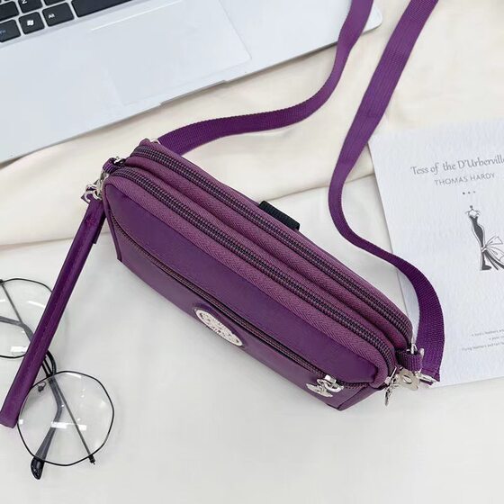 Women's Bag Mobile Phone Bag Three-Layer Zipper Handbag Multifunctional Oxford Waterproof Key Storage Bag Single Shoulder Crossbody Bag