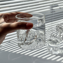 富士山觀山杯ins風家用耐高溫高硼硅玻璃水杯冰山雪山杯洋酒杯子