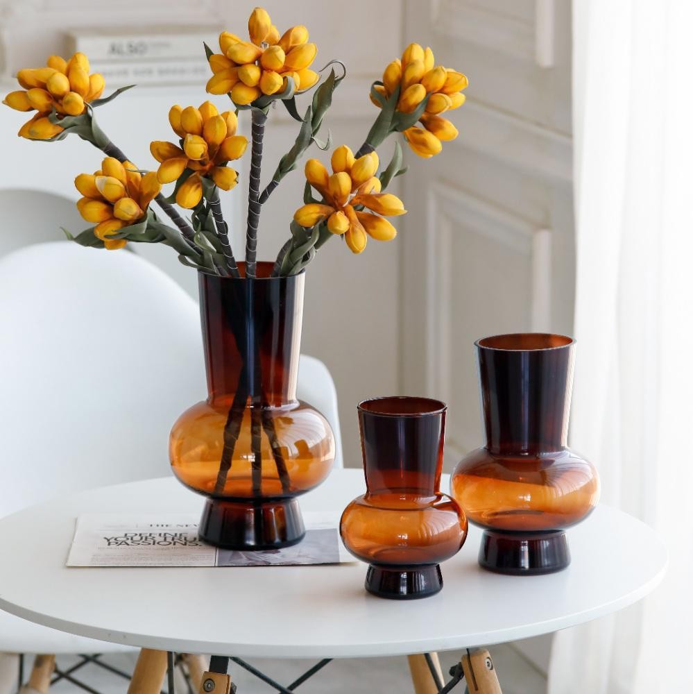 Jarrón de vidrio simple de estilo europeo degradado jarrón de sauce de vientre redondo jarrón de estudio doméstico arreglos florales adornos de plantas hidropónicas jarrón image 15