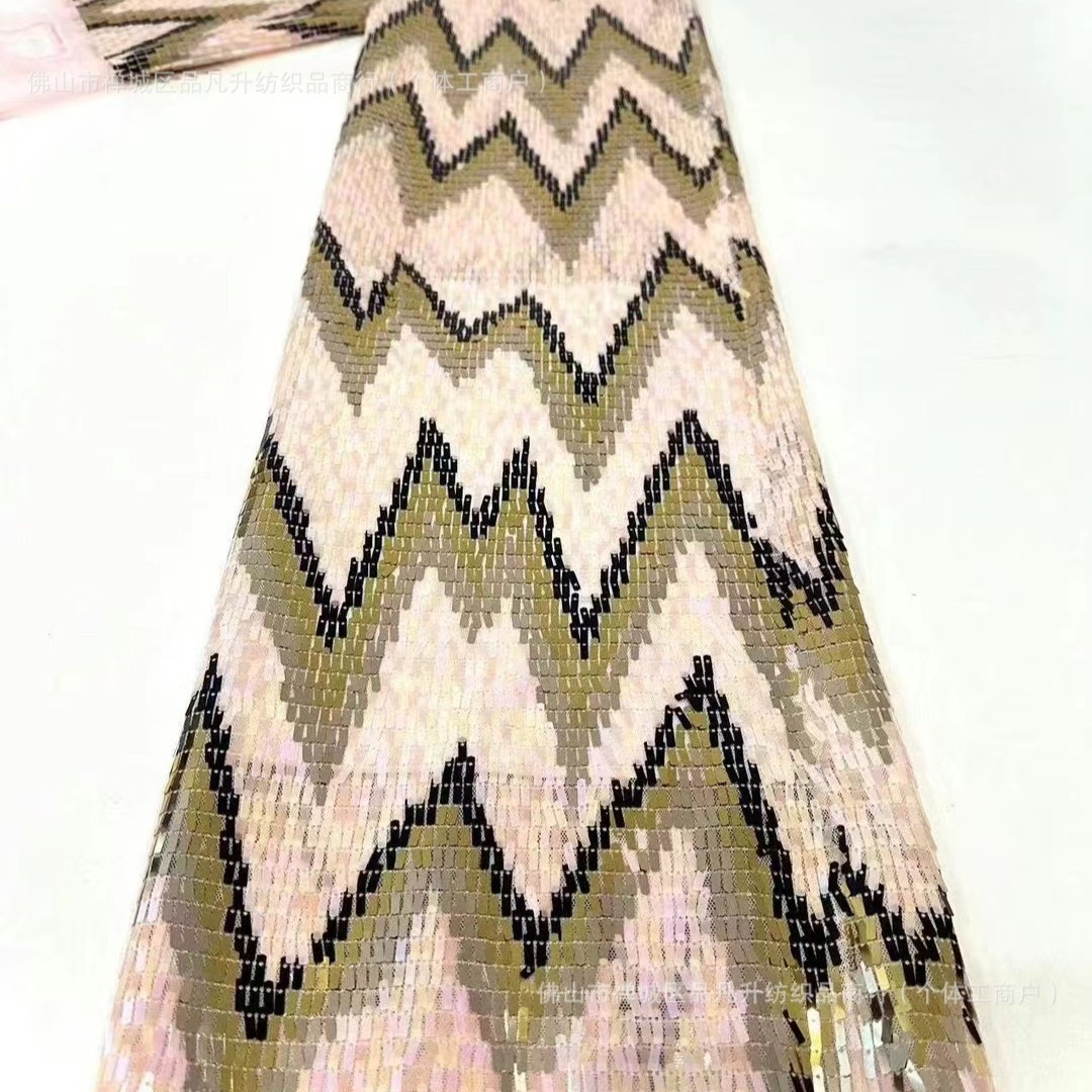 Sequinilla elástica red de alta fijación tela de vestido de moda onda multicolor tela sequinilla comercio exterior transfronterizo spot