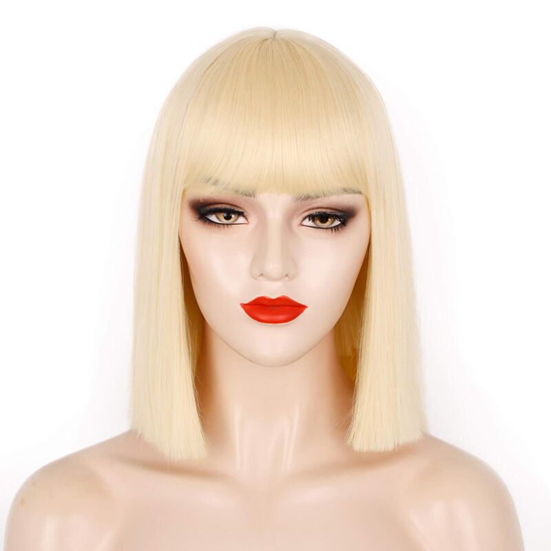 クロスボーダーアマゾンホリデーウィッグアニメカラフルなボボヘッドコスショートヘアマルチカラーフラット前髪ショートストレートヘアヘッドギア|undefined