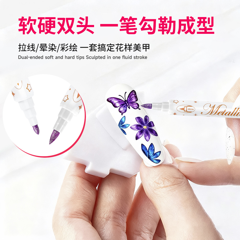 Juego de rotuladores metálicos de doble punta, suave y duro, rotulador de tatuajes colorido, rotulador de caligrafía, rotulador de firma, rotulador para manualidades con tarjetas de felicitación y decoración de uñas