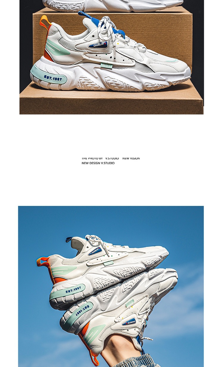 Spring Youth Outwear Mesh Men's Sports Colored Casual Single Student New Thick Sole Small White Shoes_voghion.com