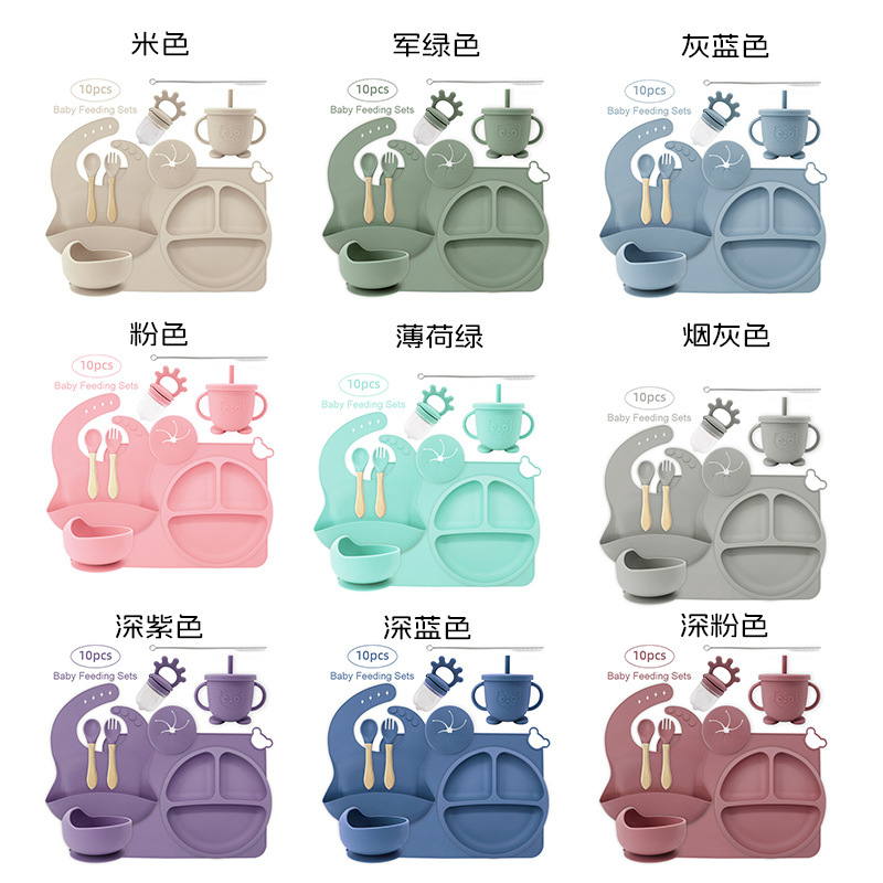Suministros de silicona fábrica de suministros para niños suplemento de alimentos tazón plato de vajilla suplemento de alimentos mantel de alimentación materno e infantil necesidades diarias