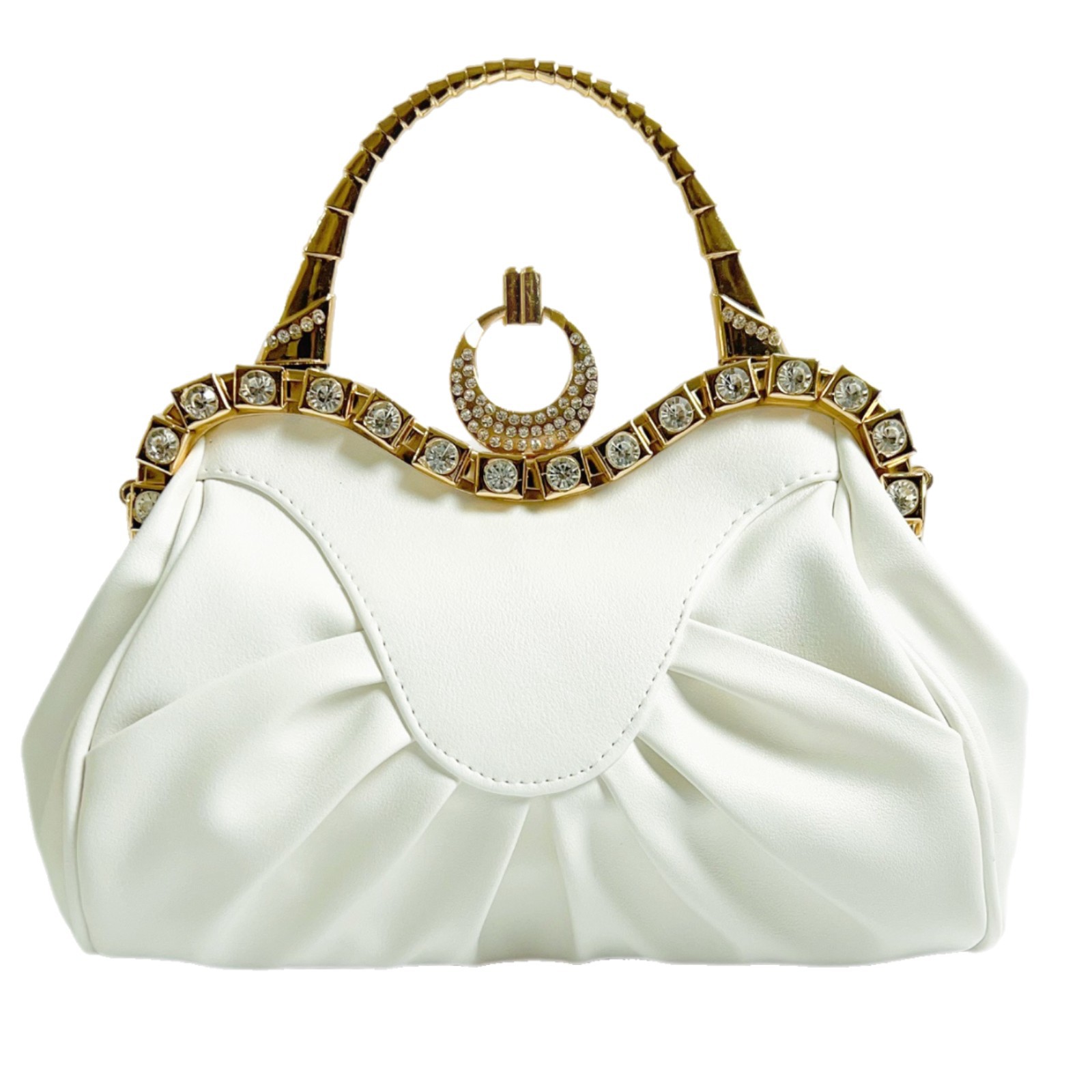 Vintage Pleated Evening Clutch Large Capacity Shoulder Bag Women_voghion.com
