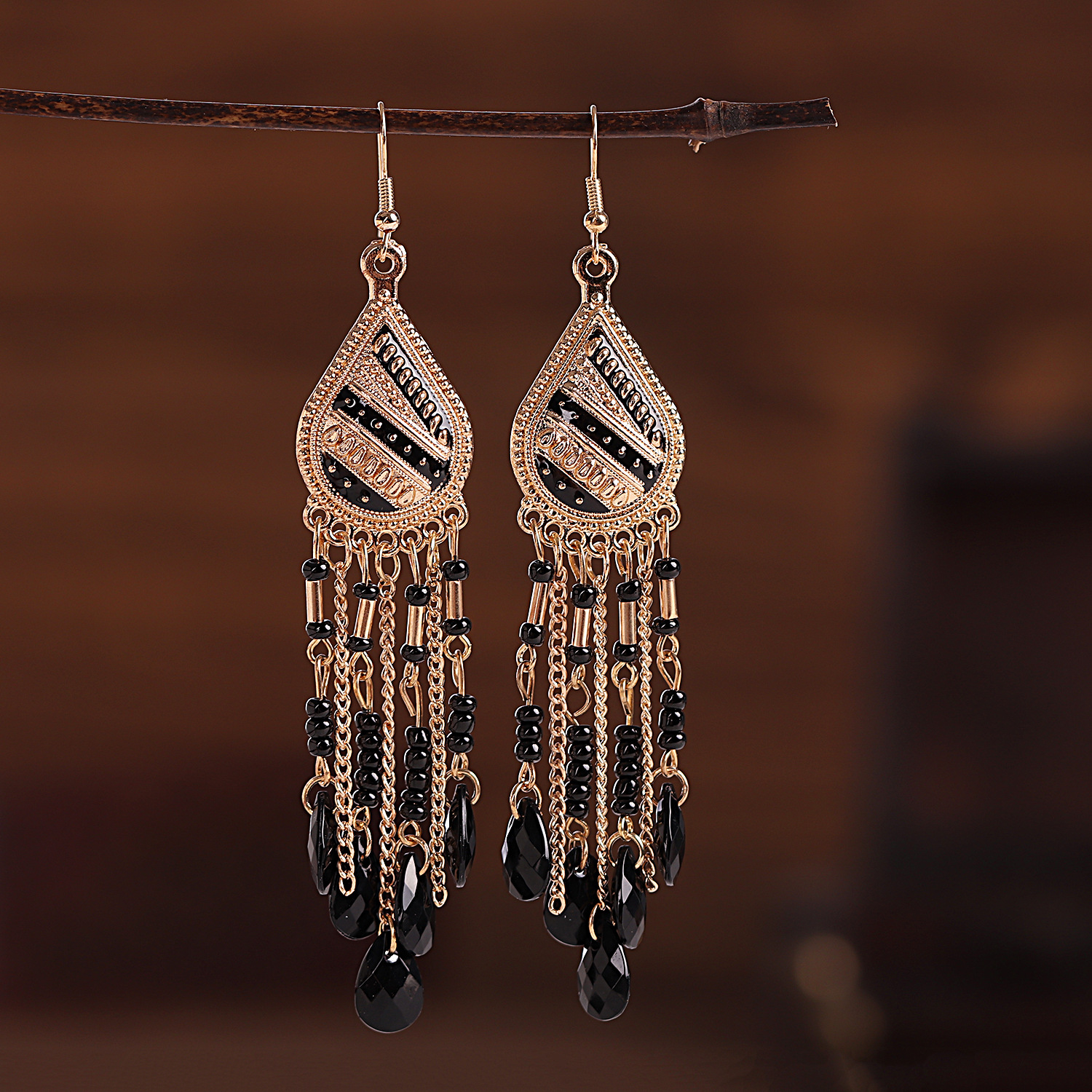 Water Droplets Pattern Women'S Gender Wholesale Jewelry 1 Pair Ethnic Style Water Droplets Alloy Drop Earrings