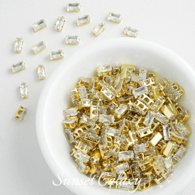Zərgərlik ara hissələri — Copper Plated 18K Gold Rhinestone - ice-white-blue-gold-base-30-pieces-36mm