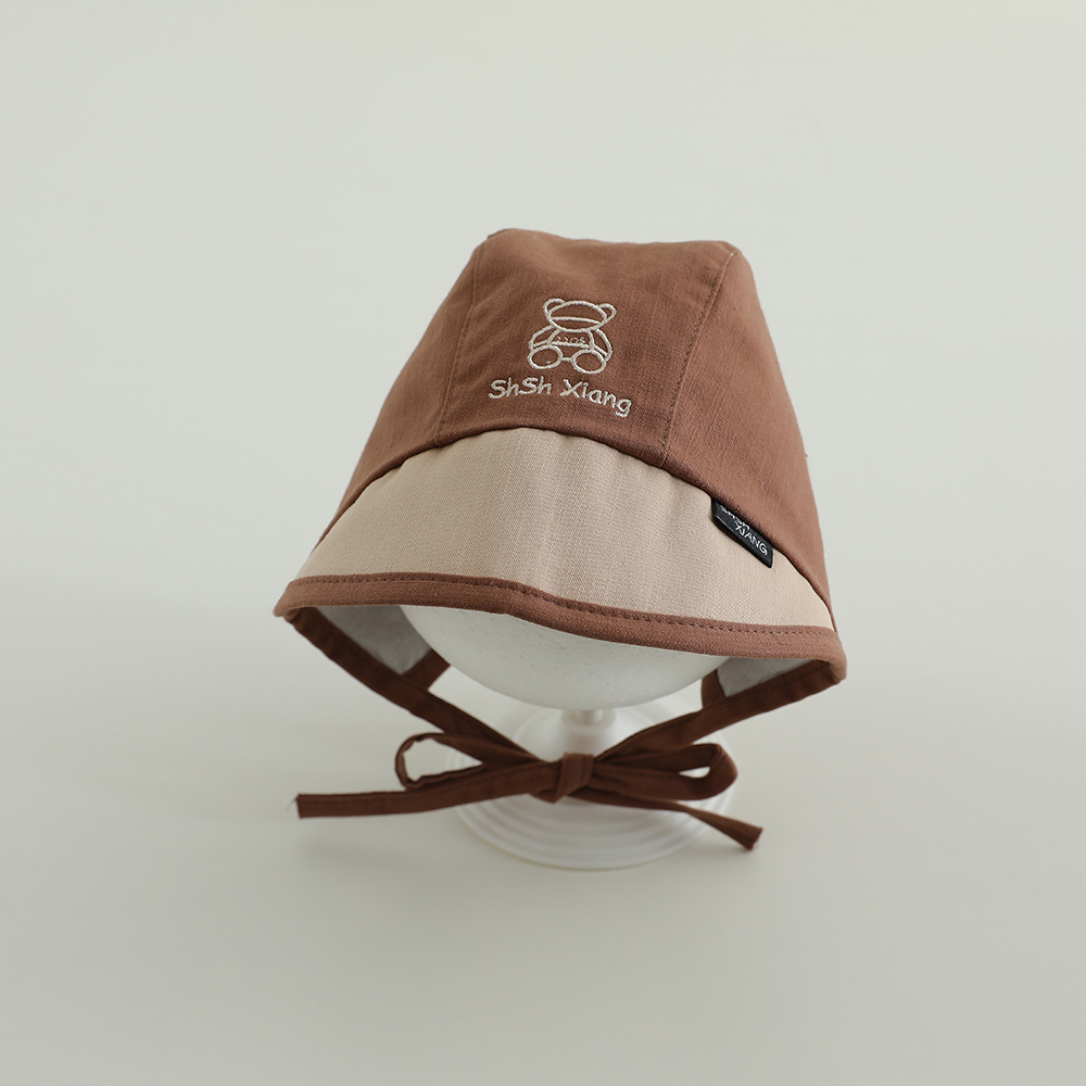 Sombrero coreano para bebés primavera y otoño delgado lazos letras baojou sombrero de corte sombrero de sombrero de abrigo recién nacido puerta de chimenea sombrero de marea