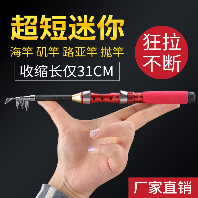 超短迷你小海竿套装超硬抛竿矶钓路亚冰钓江竿路亚竿海杆短款跨境