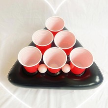 廠家直銷PVC充氣三角帽杯座六孔水上杯墊派對投擲玩具水上派對