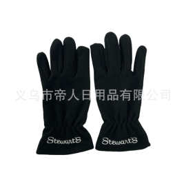 工厂定制摇粒绒保暖手套冬季防寒加厚绒布手套五指手套定刺绣logo