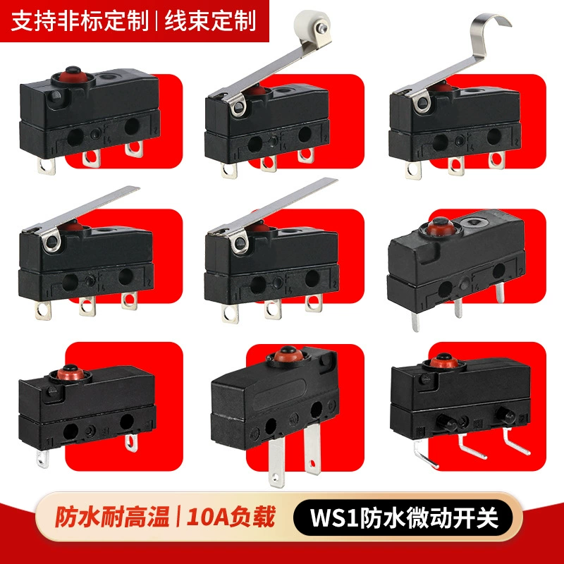 WS1 водонепроницаемый микропереключатель, электрическая зубная щетка, водонепроницаемый микропереключатель, нормально открытый, нормально закрытый, водонепроницаемый рычаг, дорожный переключатель