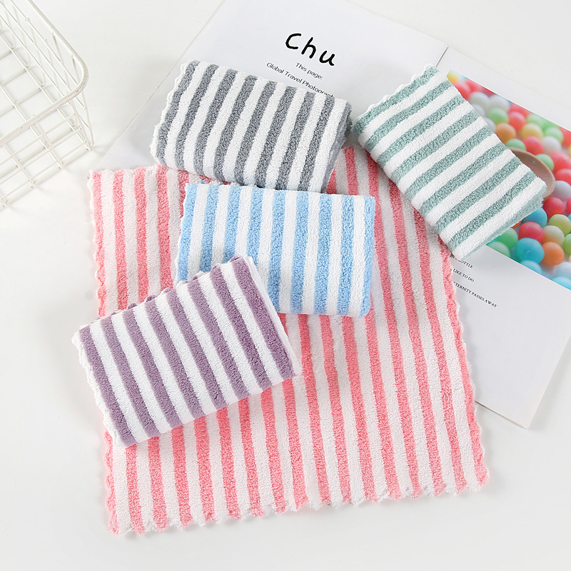 High-density pinstripe high-density coral velvet 30*30 square towel…