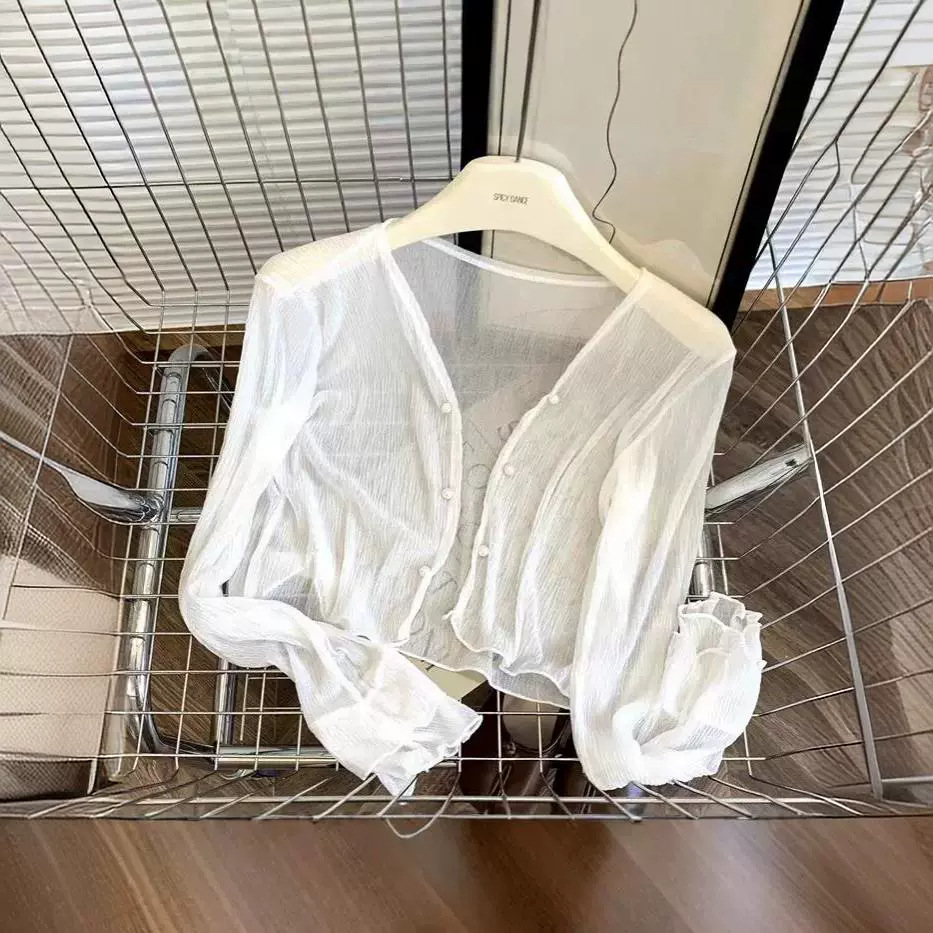 外搭薄款配裙子雪纺小披肩女夏季空调衫针织冰丝吊带裙防晒开衫新