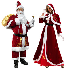 欧米のクロスボーダーのクリスマスの服装の長袖の女性のクリスマスのスカートは厚いサンタクロースがマントのクリスマスの女王の服を持ちます。