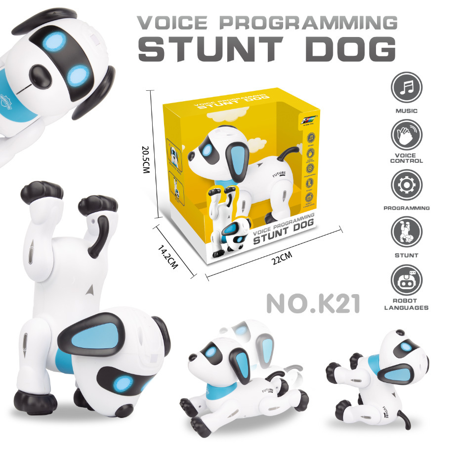 Control de voz inteligente transfronterizo robot perro simulación de trucos llamará a caminar inteligente eléctrica tecnología de control remoto perro mayorista