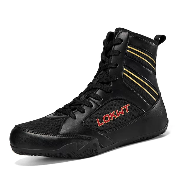 Q1155 Men's Boxing Shoes High-Top Mesh Lace-Up Wrestling Non-Slip Breathable Cross-Border Sports Shoes Running and Walking Shoes