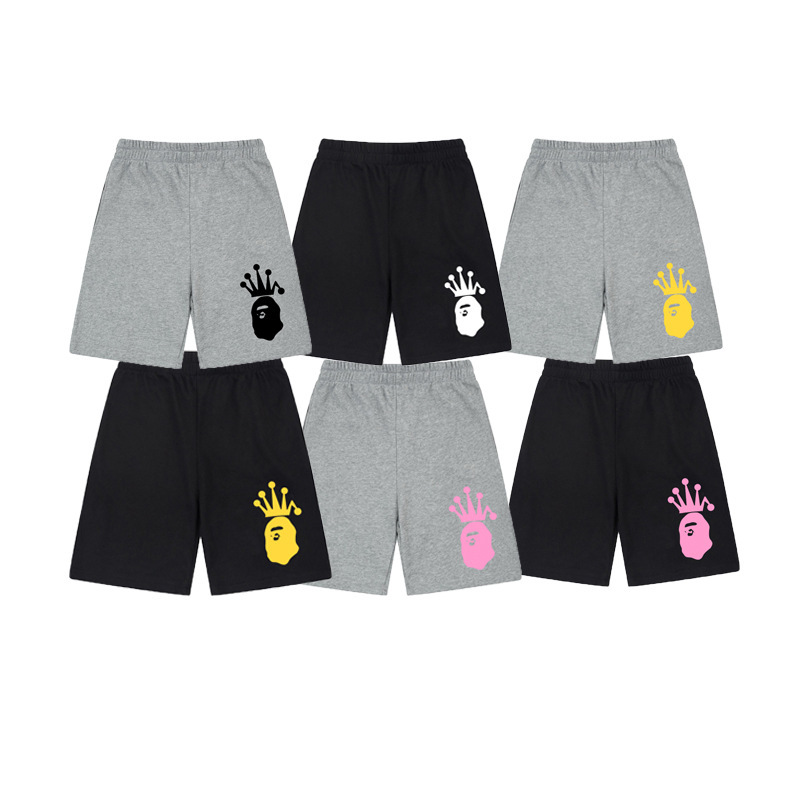 Trendy American Brand Stussy X Bape Ape Head Side Print Unisex Casual Shorts