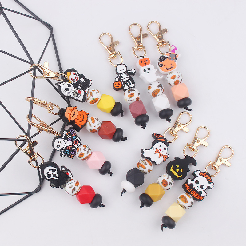 New Silicone Beaded Bracelet Jewelry Creative DIY Cartoon Halloween Keychain Bag Pendant Small Accessories