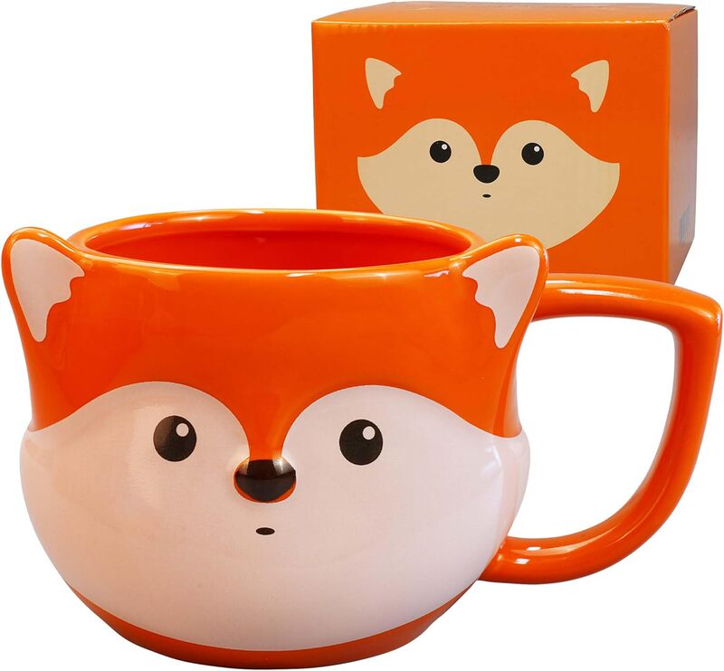 Ins Wind Cute Fox 3D Three-dimensional Ceramic Coffee Cup Healing Animal Mug
