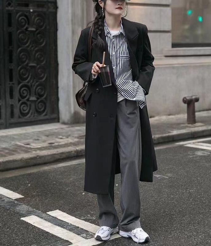 高级感长款西装风衣外套女春秋新款韩版西服上衣英伦风休闲大衣|undefined