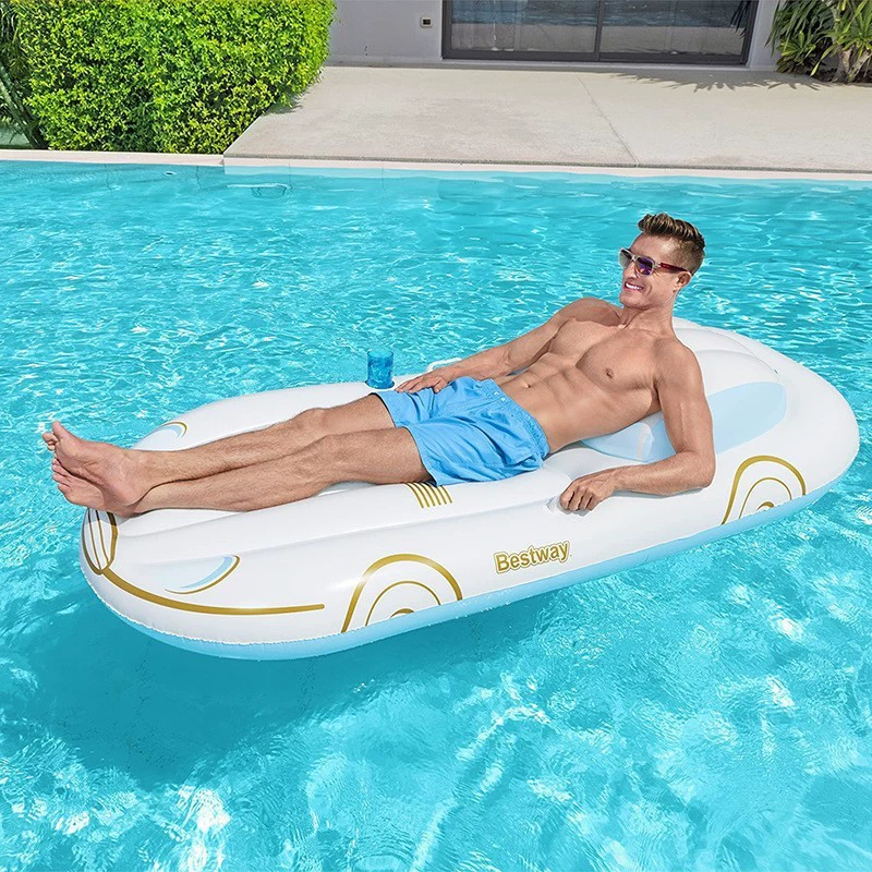 Трансграничная подача воды надувная яхта плавающая кровать плавающий ряд ночное светящееся кольцо сиденья управление солнечным светом U-образное сиденье