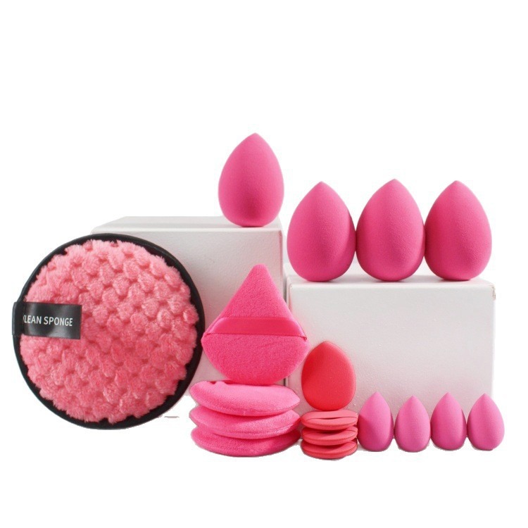 Explosiones transfronterizas de polvo de pulgar triángulo de coral vello muñeca arco conjunto de correa de cabello combinación de huevos de maquillaje image 5