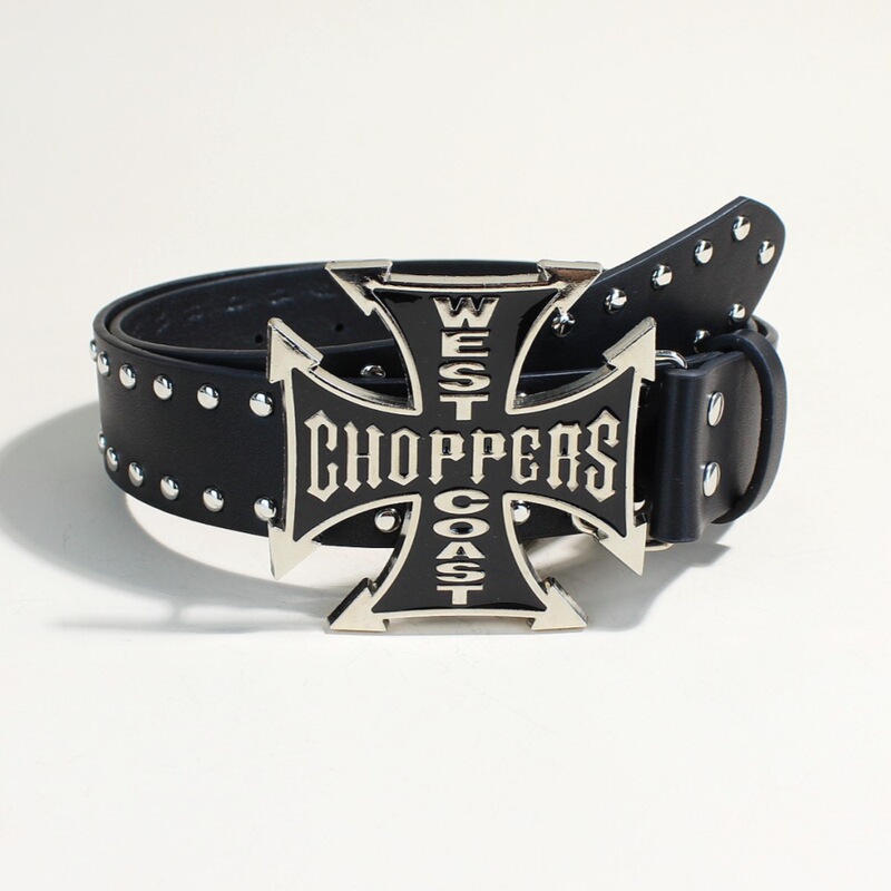 New Trendy Leather Belt Fashion Personality Rivet Youth Belt Punk Cross Snap Casual Pants Belt in Stock Wholesale