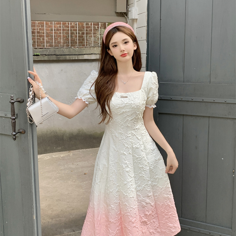 Xiaoxiangfeng Dress, Long Skirt, Formal Occasion, Age-Reducing Pink Gradient Skirt, Gentle Style, French Niche, Waist-Cinching, Sweet and Sweet