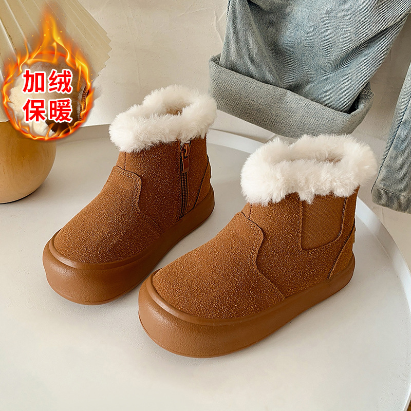 Botas de nieve para niños 2024 invierno nuevos zapatos de invierno para niñas zapatos de algodón de nieve para niñas zapatos de peluche zapatos para niños