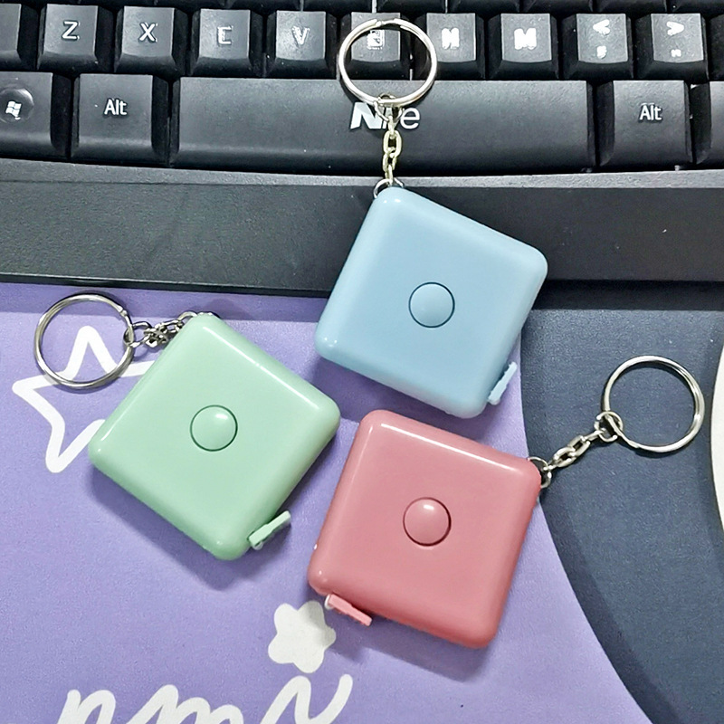 北欧风自动伸缩方形1.5m卷尺迷你小卷尺随身量衣尺家用量体三围尺