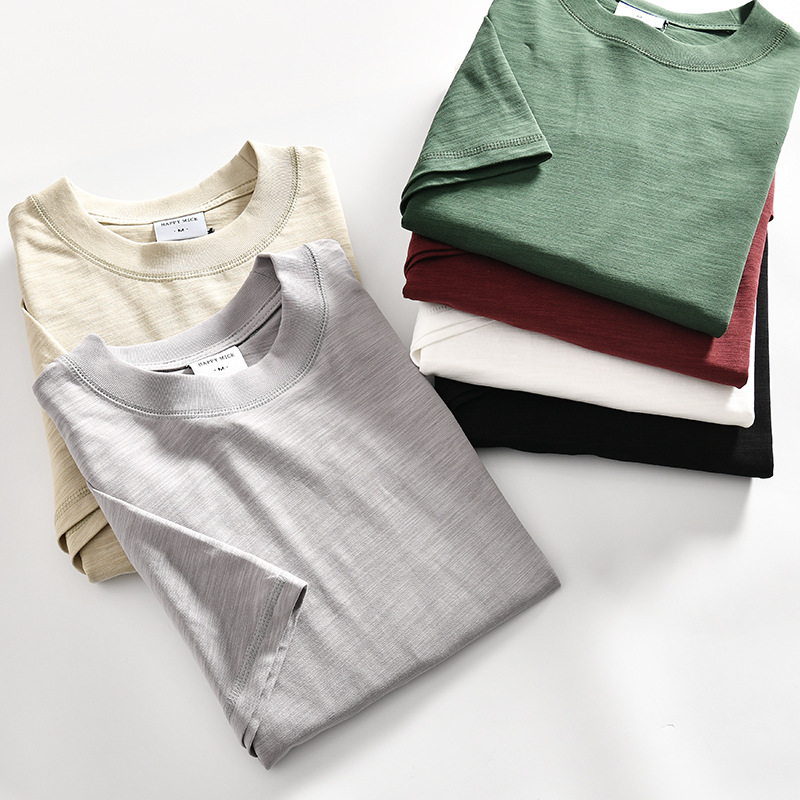 Bamboo summer breathable solid color universal short sleeve T-shirt