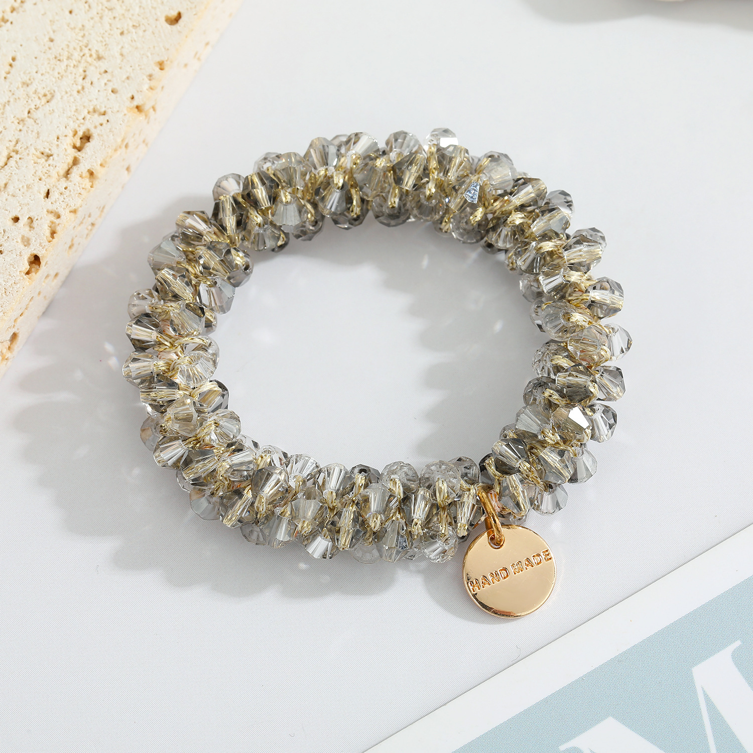 10g Weight Travel Occasion Geometric Pattern Women'S Gender Grey, White, Blue, Yellow, Black Color Korean Multicolor Crystal Pearl Hair Tie Simple Hair Rope Hair Accessories 5