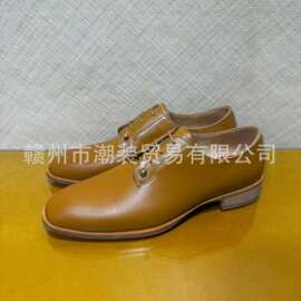 cl andgz红底鞋土黄色牛皮正装皮鞋婚鞋男鞋德比鞋牛津英伦商务鞋