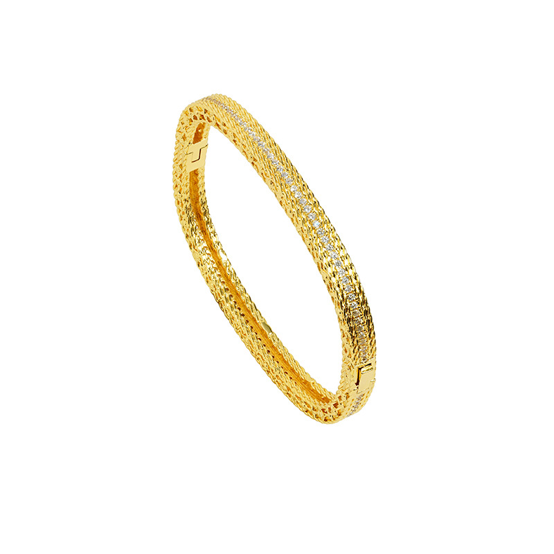 Pulsera de oro de arena vietnamita estilo de palacio con microincrustaciones de circón, pulsera geométrica cuadrada, temperamento, joyería de mano de alta calidad al por mayor