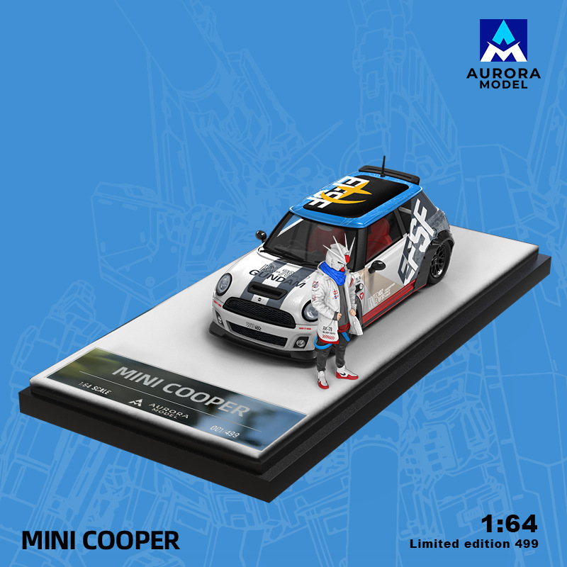 도매-AM 1:64 BMW 미니 쿠퍼 번개 레드 불 건담 시뮬레이션 합금 자동차 모델