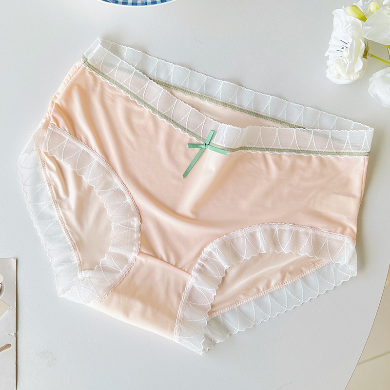 Verano ligero hielo damas sin marcas calzoncillos cómodos transpirables antibacterianos entrepierna de algodón mediana cintura desnuda sensación de pantalones de chicas image 8