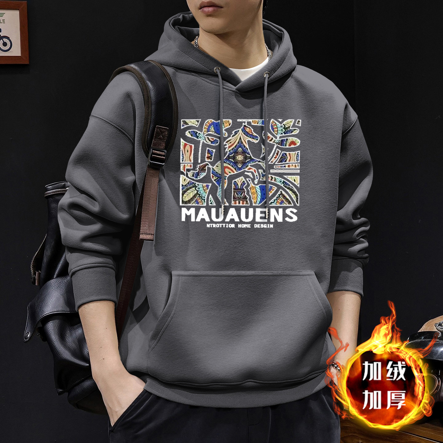 420g pesado chaqueta encapuchada de primavera y otoño marca de tendencia suelta nueva chaqueta juvenil americana vintage
