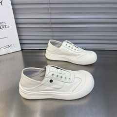 厚底小白鞋女一脚蹬软底丑萌鞋2025秋季新款百搭厚底懒人休闲板鞋