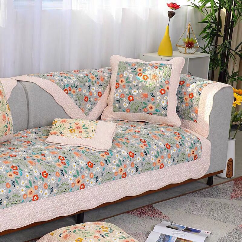 Sofa cushion four seasons universal pure cotton pastoral non-slip Nordic simple fashion cushion living room sofa cover sofa towel