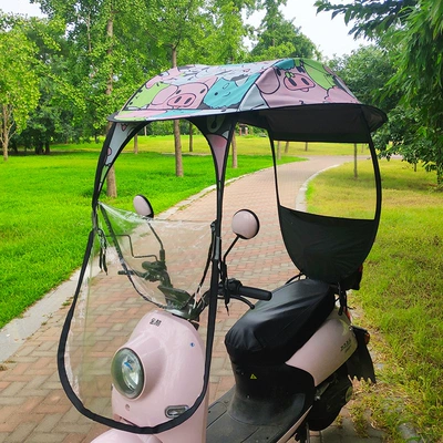 Elektromobil üçün ön şüşə çətiri (günlük) model electric vehicle sun and - new-large-dome-cartoon-rainproof-and-sunproof-car-equipped-with-rearview-mirrors