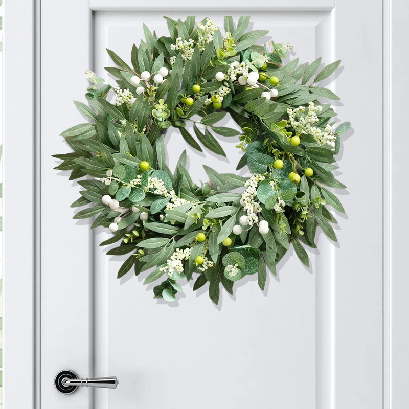 Meimei 2025 Amazon Hot Spring and Summer Artificial Garland Olive Leaf Berry Front Door Hanging Home Decoration