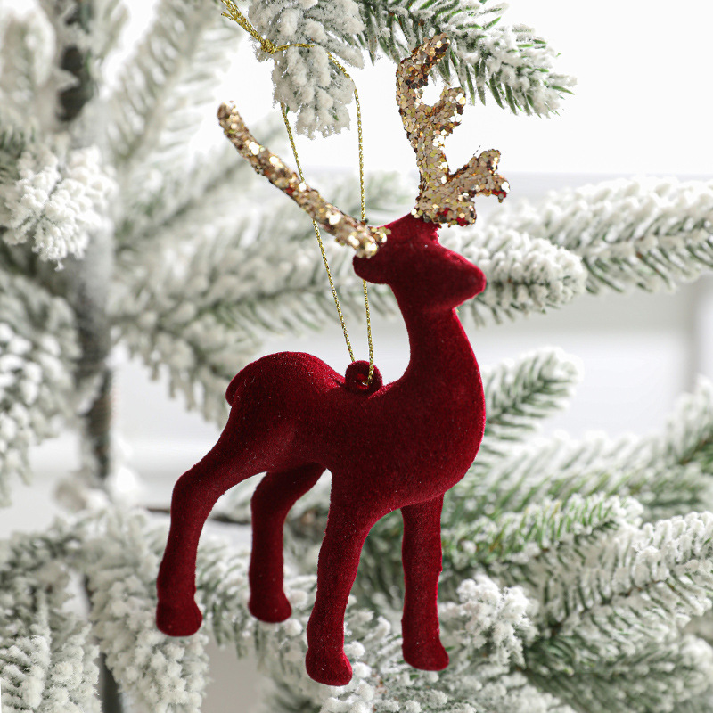 Nuevo adorno navideño de reno, decoración colgante de plástico con efecto de nieve estilo americano, decoración para crear una atmósfera festiva.