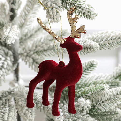 New Christmas Reindeer Ornament, Christmas American Snow Deer Plastic Hooked Ornament, Plush Atmosphere Decoration for Decoration