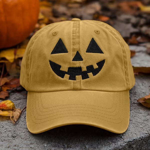 跨境现货Autumn Style Print Hat 万圣节个性南瓜秋季风格印花帽|undefined