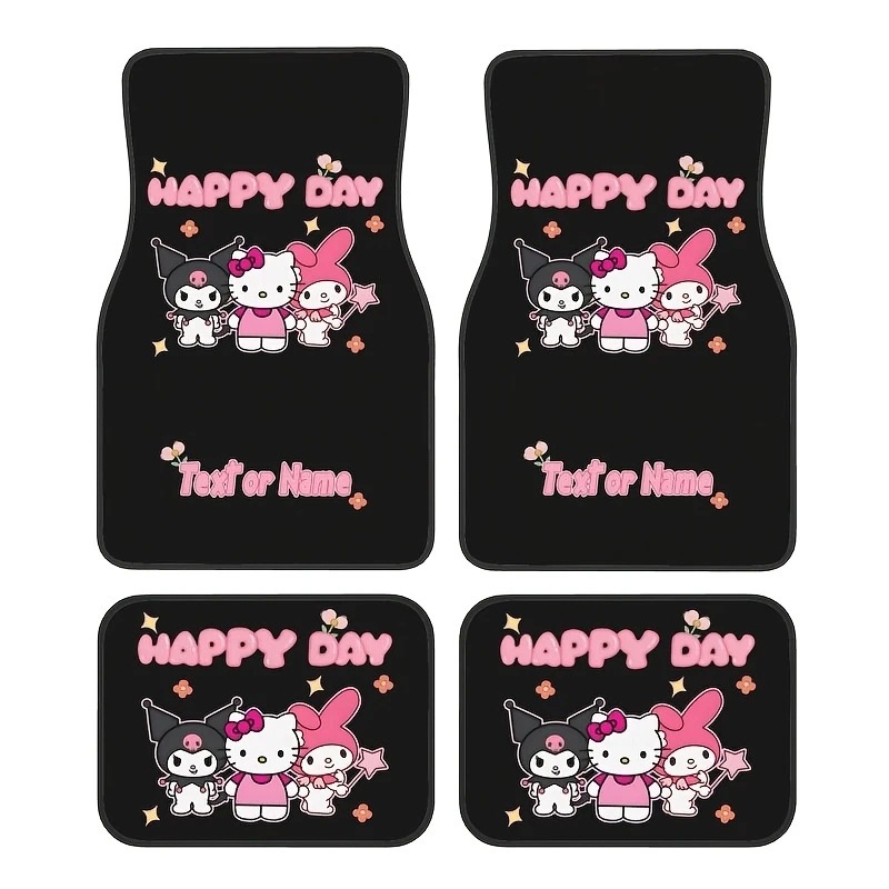 Cross-Border Sanrio Car Floor Mats for Main and Passenger Seats, Front and Rear Floor Mats, Amazon Temu Dropshipping Cartoon Foot Mats