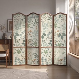 Modern American Pastoral Flower Screen Partition Living Room Entrance Entrance Bedroom Hotel Shelter Solid Wood Folding Mobile